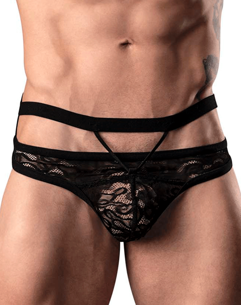 Male Power 446-289 Lucifer Cut Out Strappy Thong Black