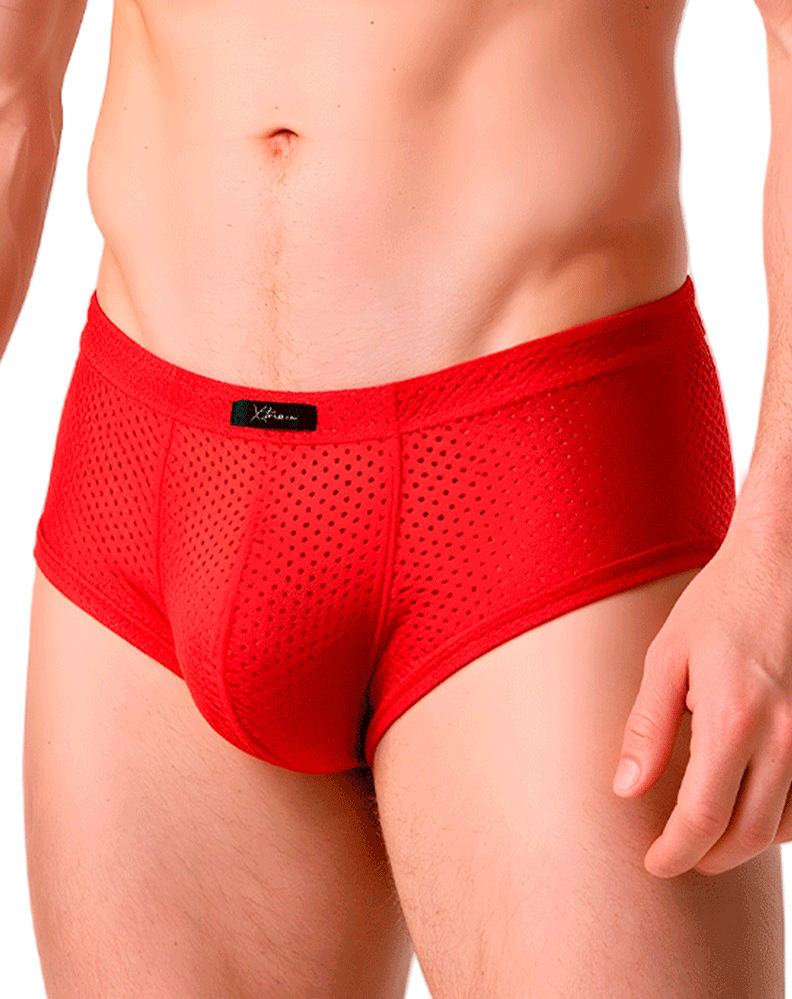 Xtremen 91269 Sleek V-cut Performance Mesh Briefs Red