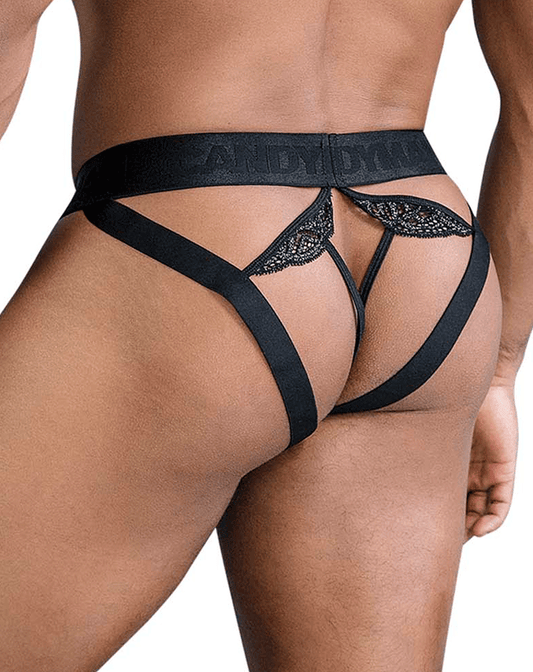 Candyman 99849 Lace-mesh Thongs Black