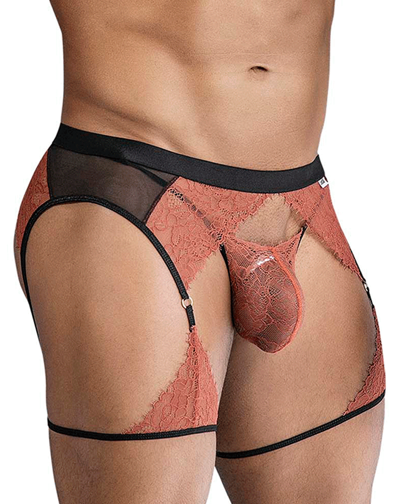 Candyman 99854 Lace-garter Outfit Black-terracotta