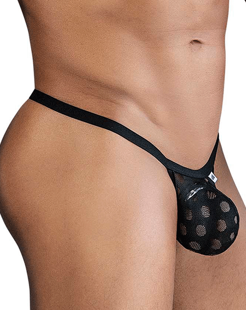Candyman 99856 Polka Mesh Thongs Black