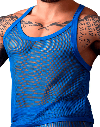 Male Power 110-11c Fishnet Tank Top Royal
