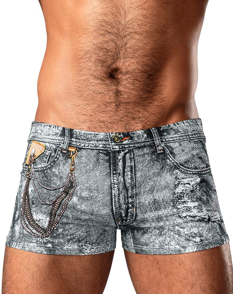 Male Power 145-286 Dirty Denim Mini Short Denim Print