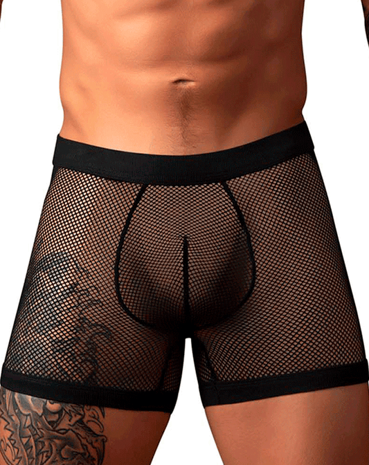 Male Power 152-11c Fishnet 2 Pouch Short Black