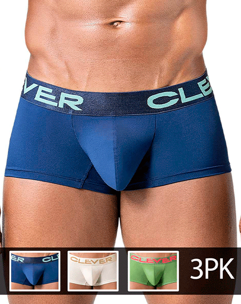 Clever 229953 3pk Australian Latin Trunks Beige-blue-green