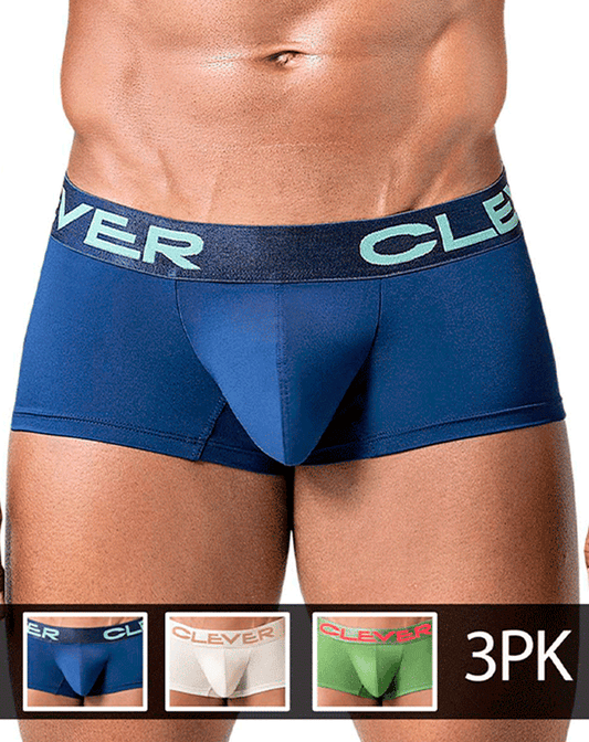 Clever 229953 3pk Australian Latin Trunks Beige-blue-green