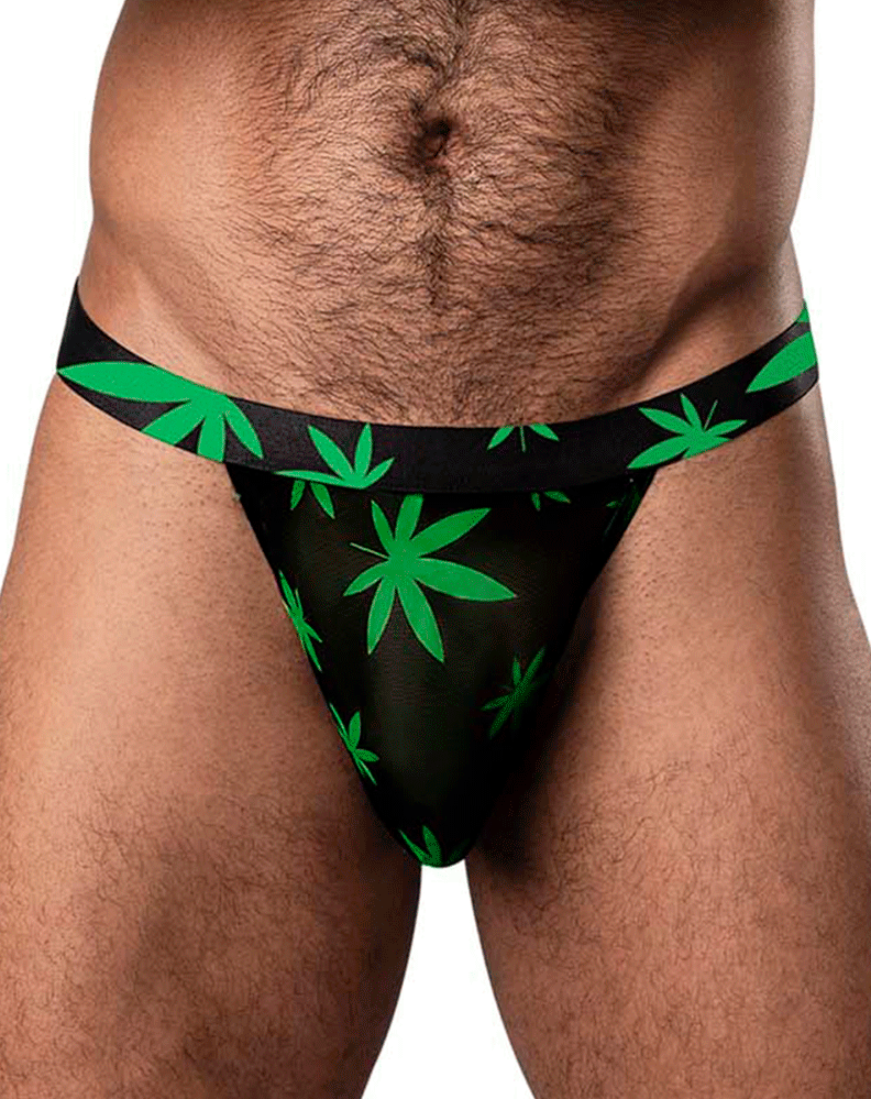 Male Power 433-294 Hazy Dayz Micro Thong Pot Leaf