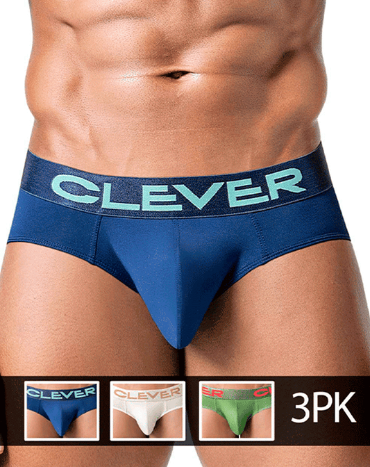 Clever 519968 3pk Australian Latin Briefs Beige-blue-green