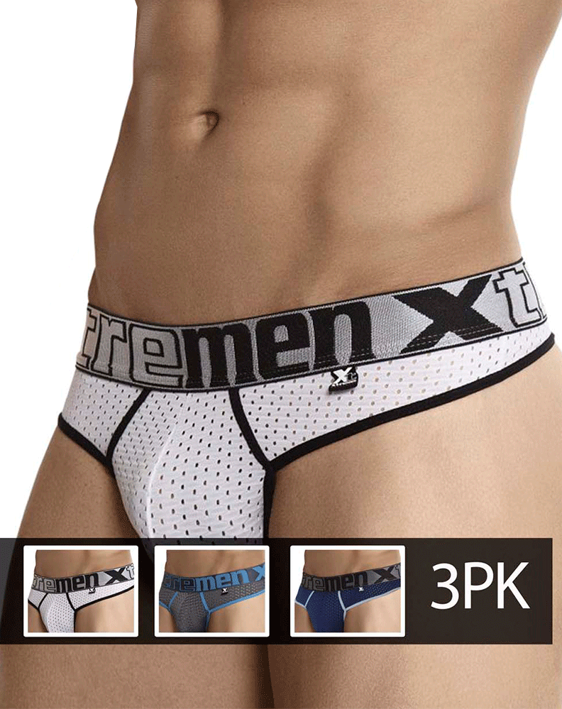 Xtremen 91036-3 3pk Thongs White-gray-blue
