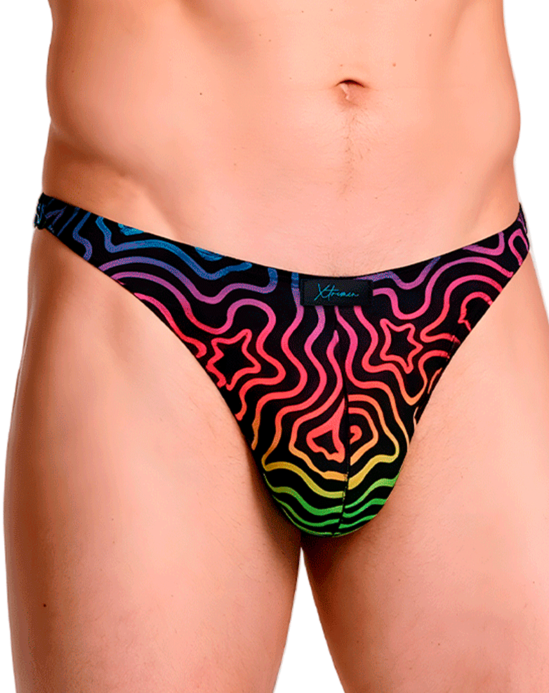 Xtremen 91284 Ultimate Rainbow Expression Men's Thong Labyrinth