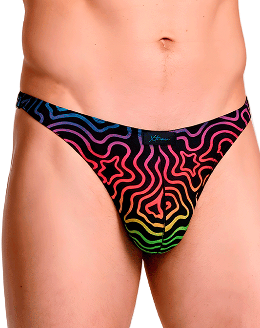 Xtremen 91284 Ultimate Rainbow Expression Men's Thong Labyrinth