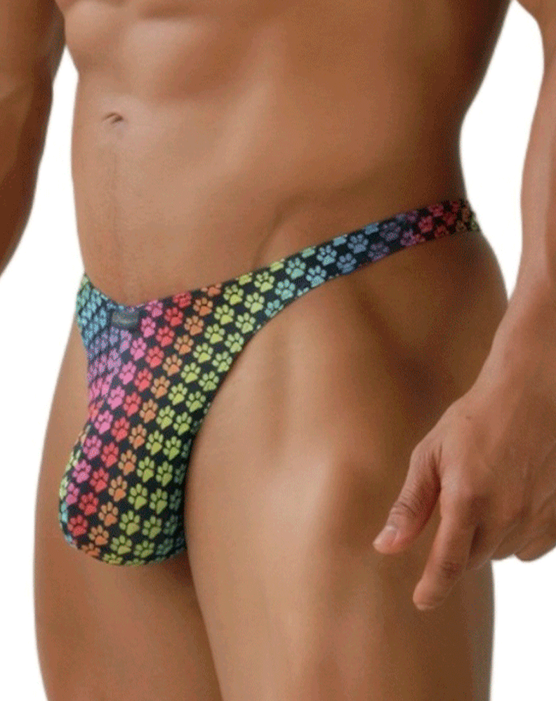 Xtremen 91284 Ultimate Rainbow Expression Men's Thong Paw Print