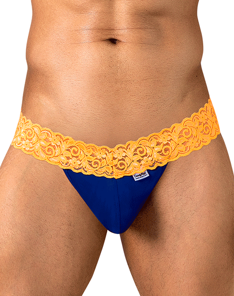 Candyman 95015 Lace Thongs Blue-hot Orange