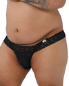 Candyman 99315x  Peek A Boo Lace Thongs Black