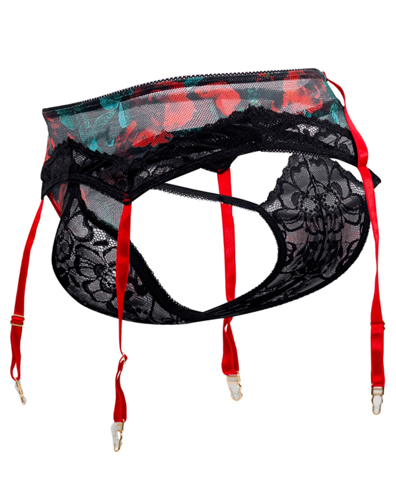 Candyman 99688x Garter Thongs Two Piece Set Black