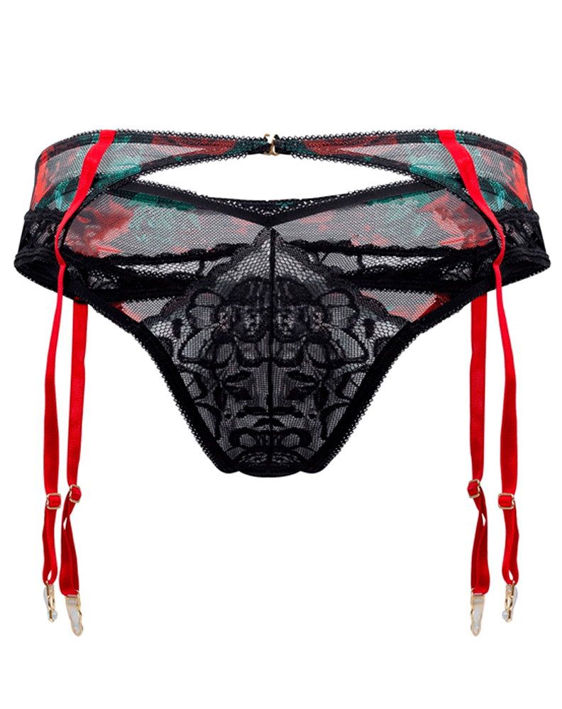 Candyman 99688x Garter Thongs Two Piece Set Black