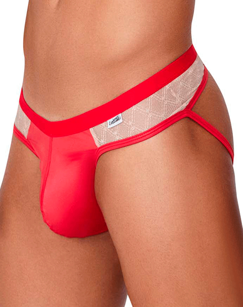 Candyman 99763 Lace Jockstrap Nude-red