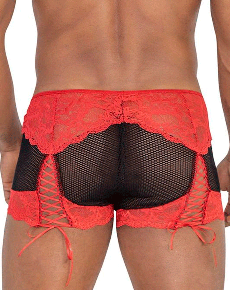 Candyman 99779 Mesh Lace Trunks Black-red