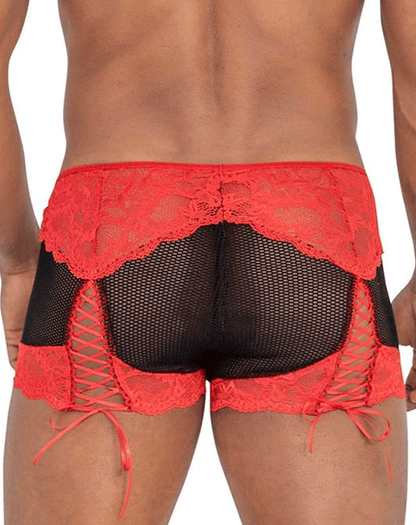 Candyman 99779 Mesh Lace Trunks Black-red