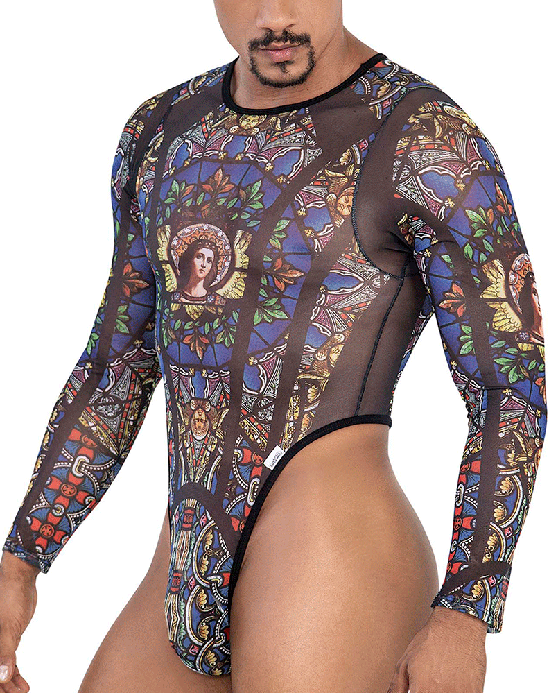 Candyman 99814 Stained Glass Bodysuit Black-print