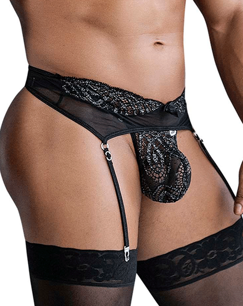 Candyman 99837 Lace-garter Outfit Black