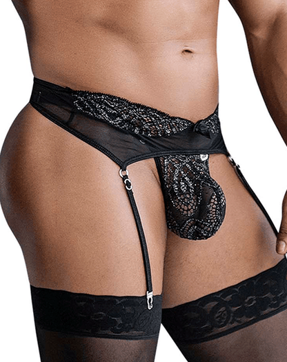 Candyman 99837 Lace-garter Outfit Black