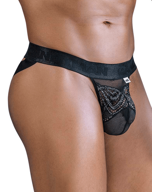 Candyman 99849 Lace-mesh Thongs Black