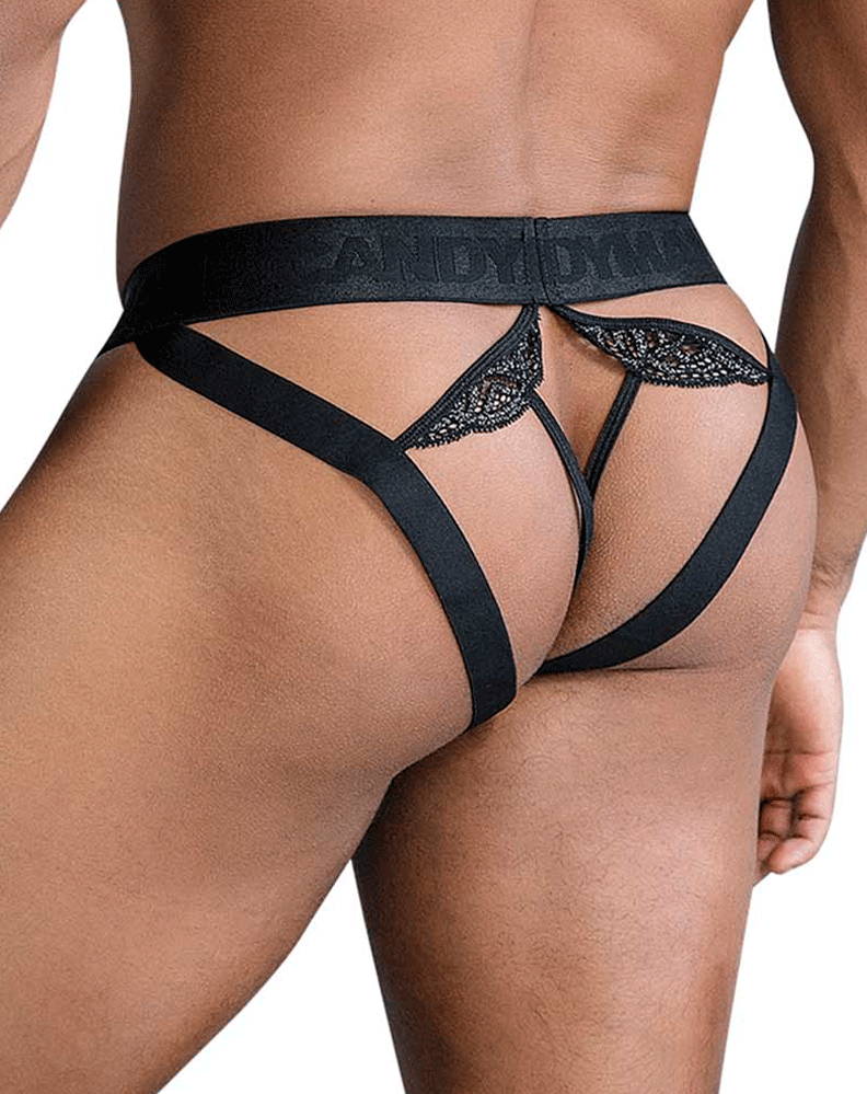 Candyman 99849 Lace-mesh Thongs Black
