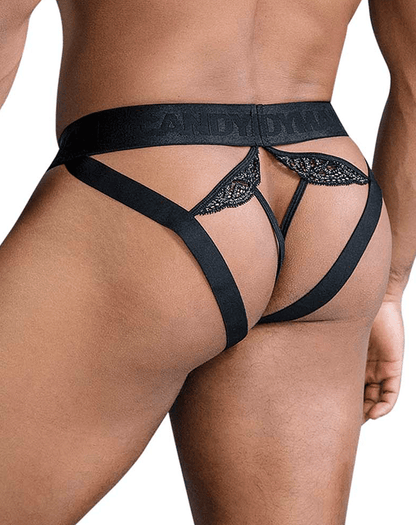 Candyman 99849 Lace-mesh Thongs Black