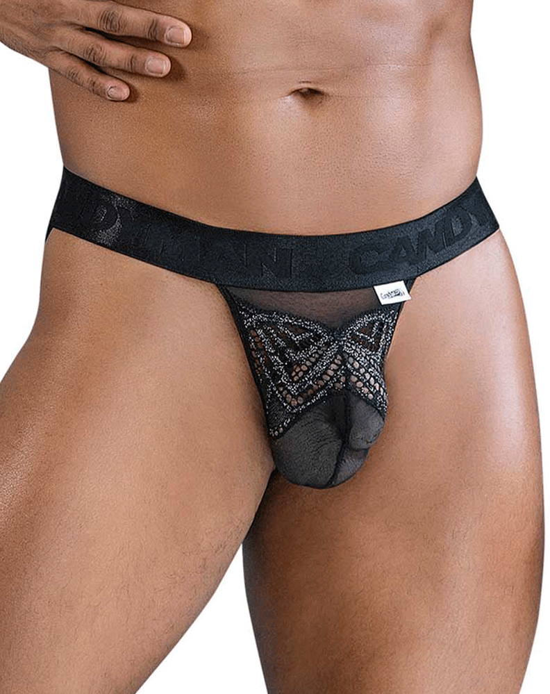 Candyman 99849 Lace-mesh Thongs Black