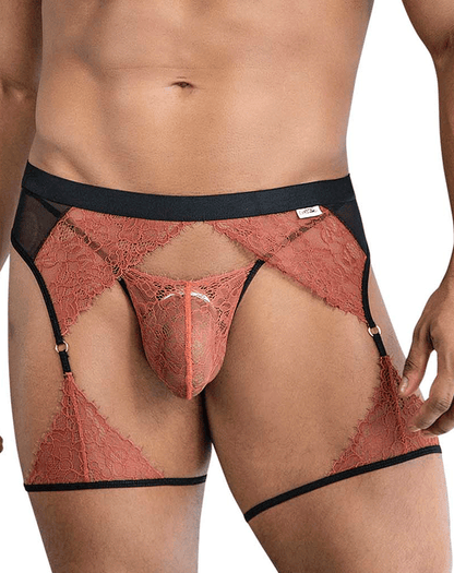 Candyman 99854 Lace-garter Outfit Black-terracotta