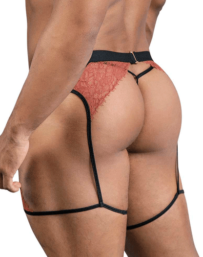 Candyman 99854 Lace-garter Outfit Black-terracotta
