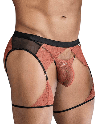 Candyman 99854 Lace-garter Outfit Black-terracotta