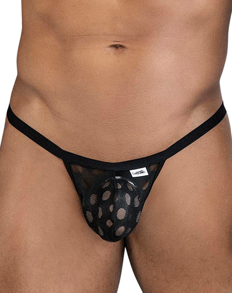 Candyman 99856 Polka Mesh Thongs Black