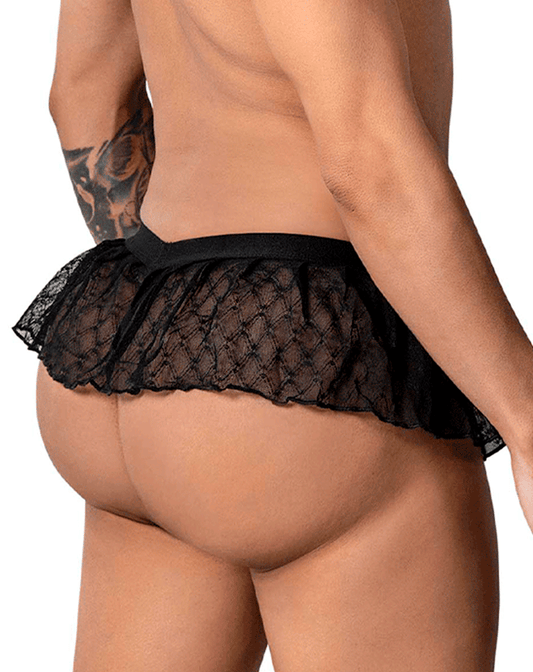 Candyman 99901 Geometric Mesh Thongs Black