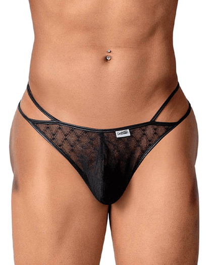Candyman 99903 Geometric Mesh Thongs Black