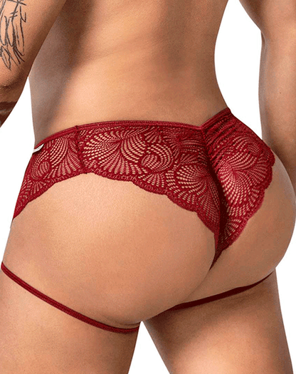 Candyman 99905 Garter Lace Briefs Burgundy