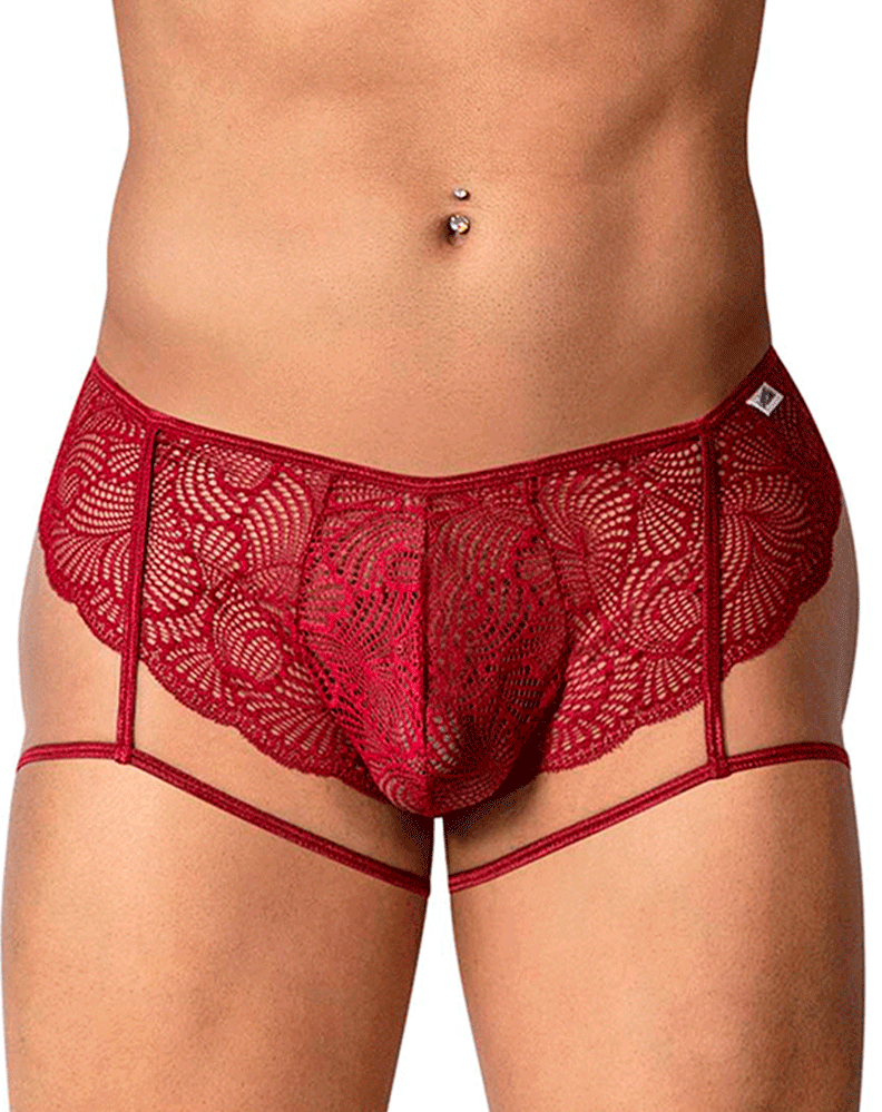 Candyman 99905 Garter Lace Briefs Burgundy