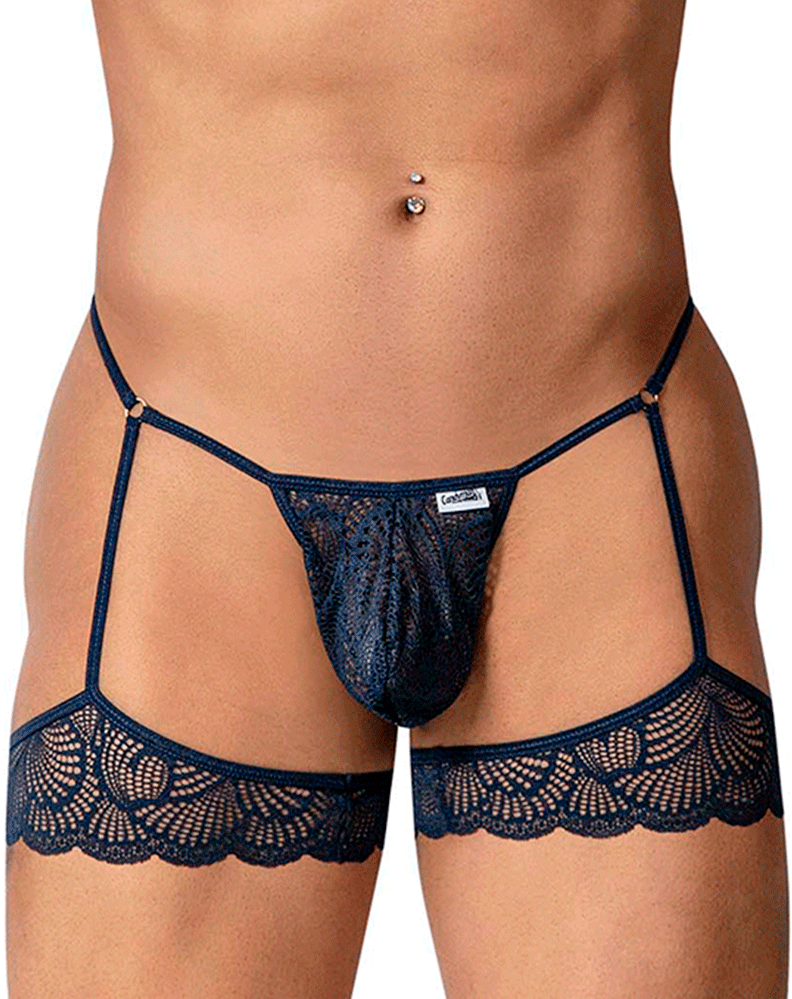 Candyman 99906 Garter Lace Thongs Navy