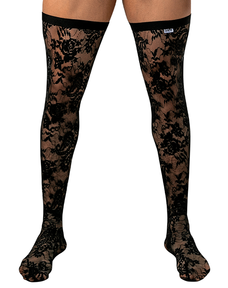 Candyman 99968 Lace Thigh Highs Black