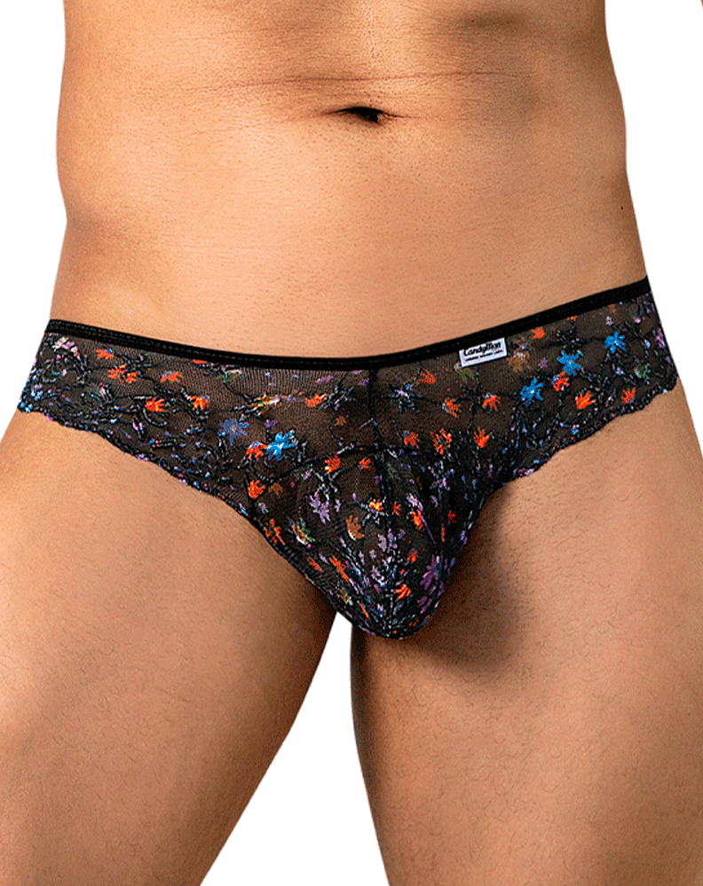 Candyman 99975 Printed Mesh Thongs Black