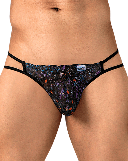 Candyman 99977 Printed Mesh Jockstrap Black