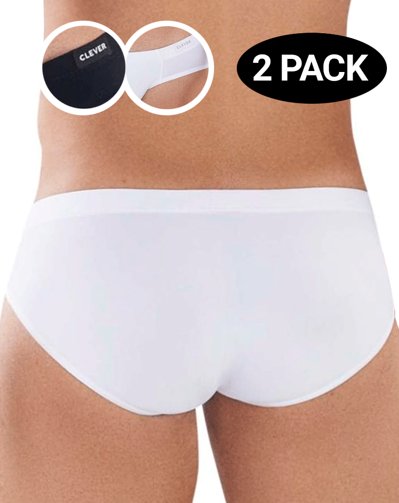 Clever 519940 2pk Australian Briefs 2 Pack 1 Black & 1 White