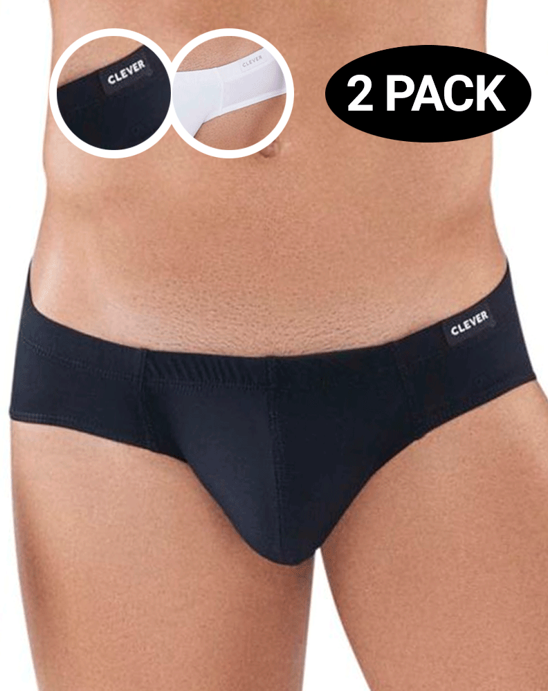 Clever 519940 2pk Australian Briefs 2 Pack 1 Black & 1 White