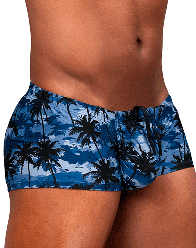 Ergowear Ew1825 Tropical Camo Palm Print Swim Trunks Dark Blue-palms