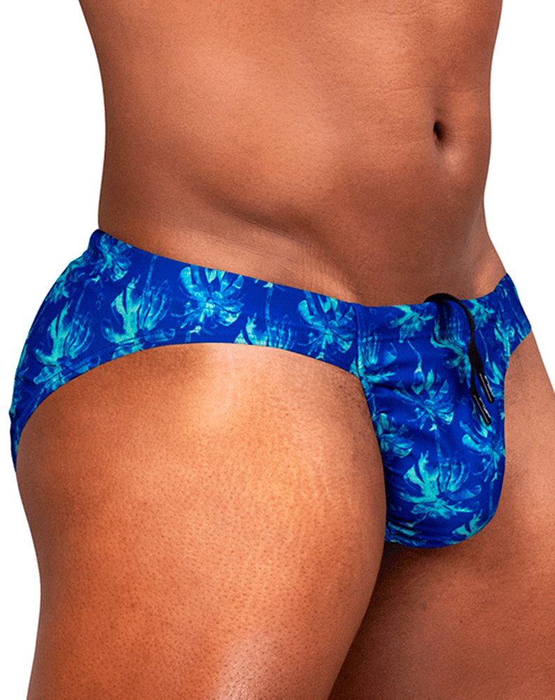 Ergowear Ew1826 Vibrant Blue Abstract Floral Men's Swim Bikini Royal Blue-palms