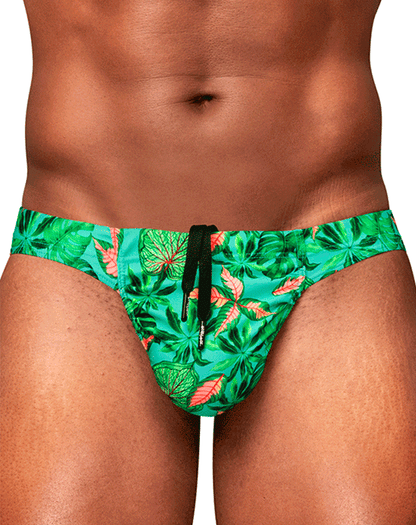 Ergowear Ew1828 Vibrant Tropical Leaf Print Swim Bikini Aqua-leaves