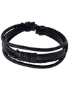 Zylan Men's Bracelet Leather 3 Bands Black 1531