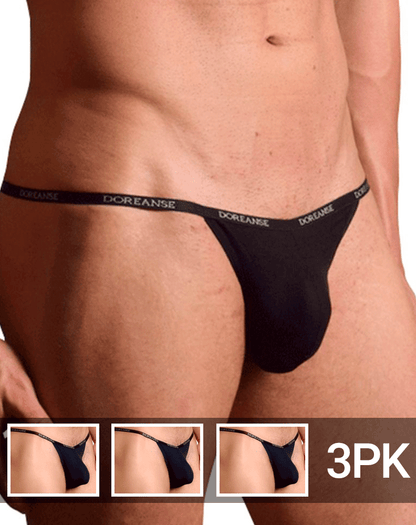 Doreanse 3-PACK 1330 Ribbed Modal T-Thong Black