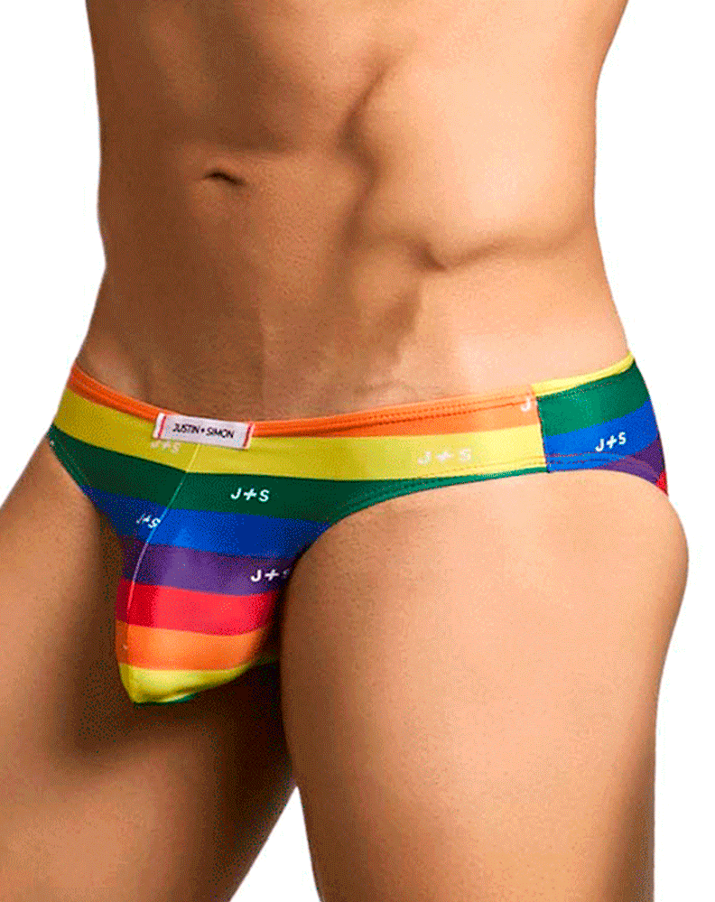 Justin+simon Xsj01 Classic Silky Bikini Pride Flag